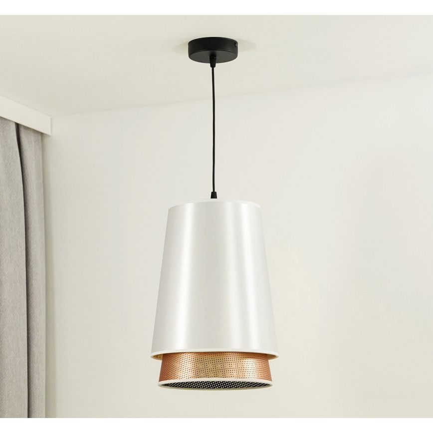 Duolla - Пендел BELL SHINY 1xE27/15W/230V Ø 25 см бял/меден