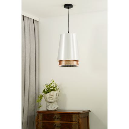Duolla - Пендел BELL SHINY 1xE27/15W/230V Ø 25 см бял/меден