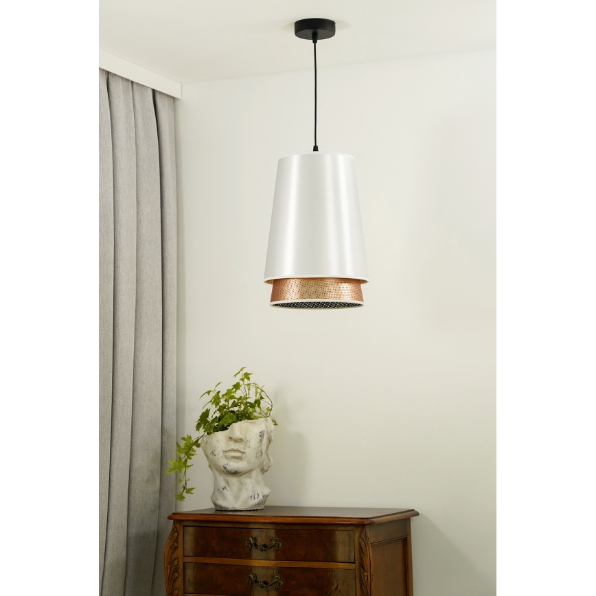 Duolla - Пендел BELL SHINY 1xE27/15W/230V Ø 25 см бял/меден