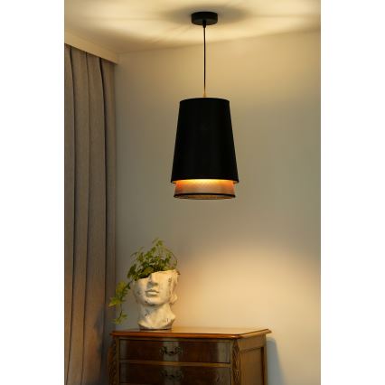 Duolla - Пендел BELL SHINY 1xE27/15W/230V Ø 25 см черен/меден