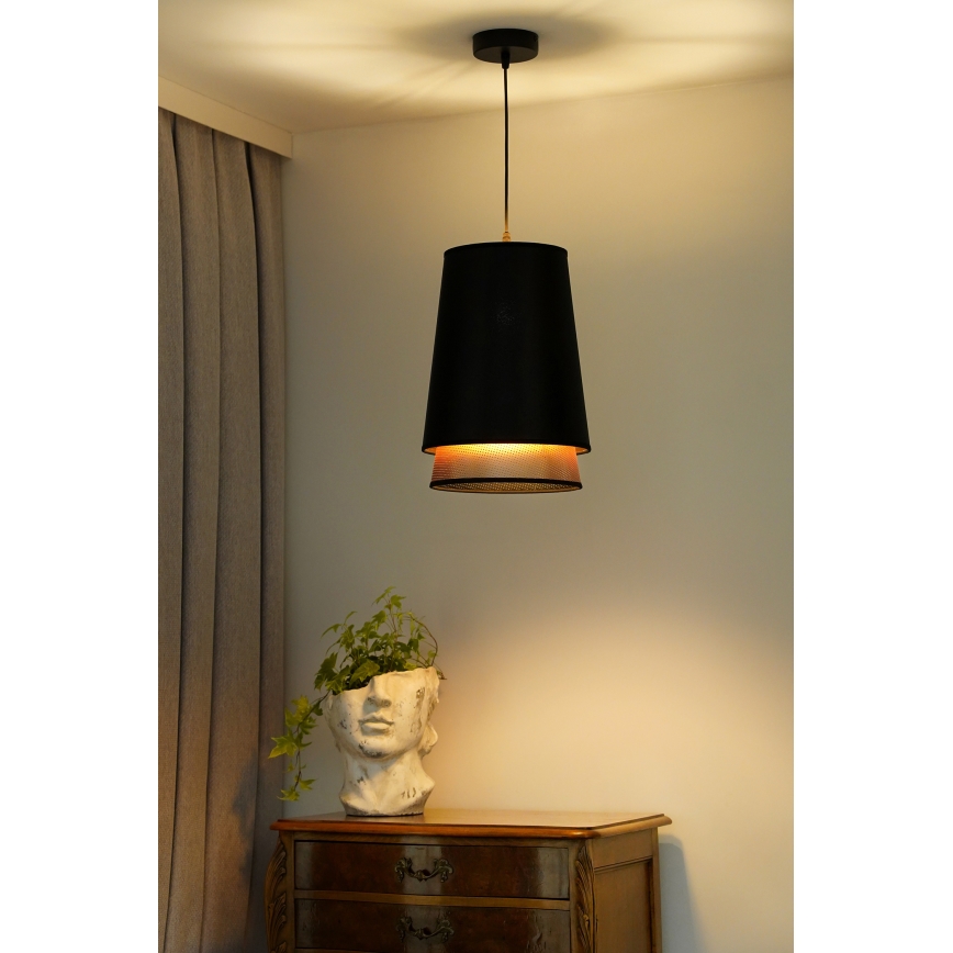 Duolla - Пендел BELL SHINY 1xE27/15W/230V Ø 25 см черен/меден