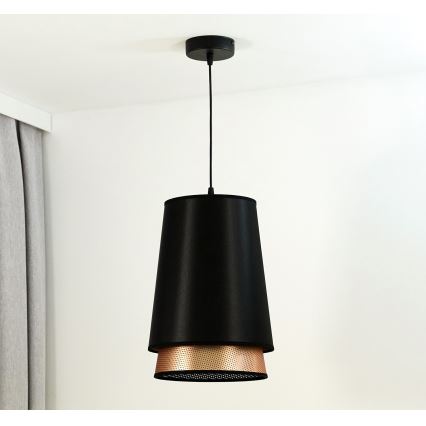 Duolla - Пендел BELL SHINY 1xE27/15W/230V Ø 25 см черен/меден