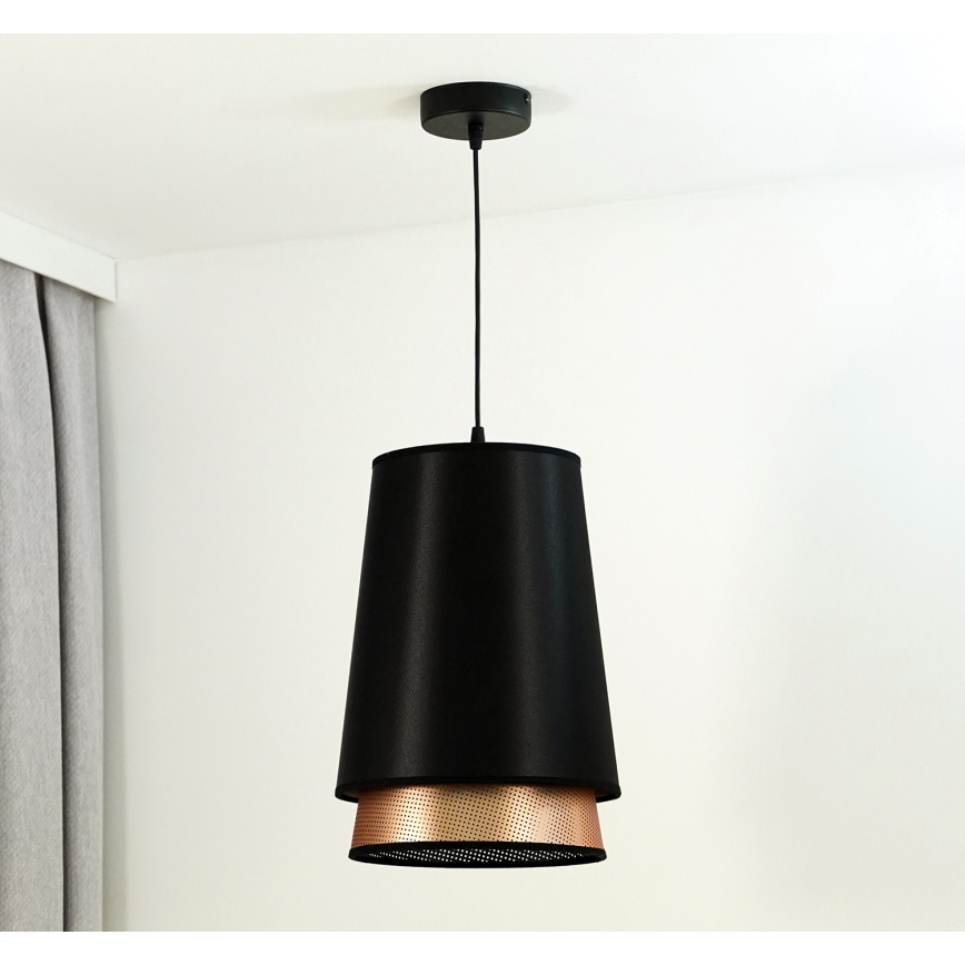 Duolla - Пендел BELL SHINY 1xE27/15W/230V Ø 25 см черен/меден