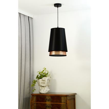 Duolla - Пендел BELL SHINY 1xE27/15W/230V Ø 25 см черен/меден