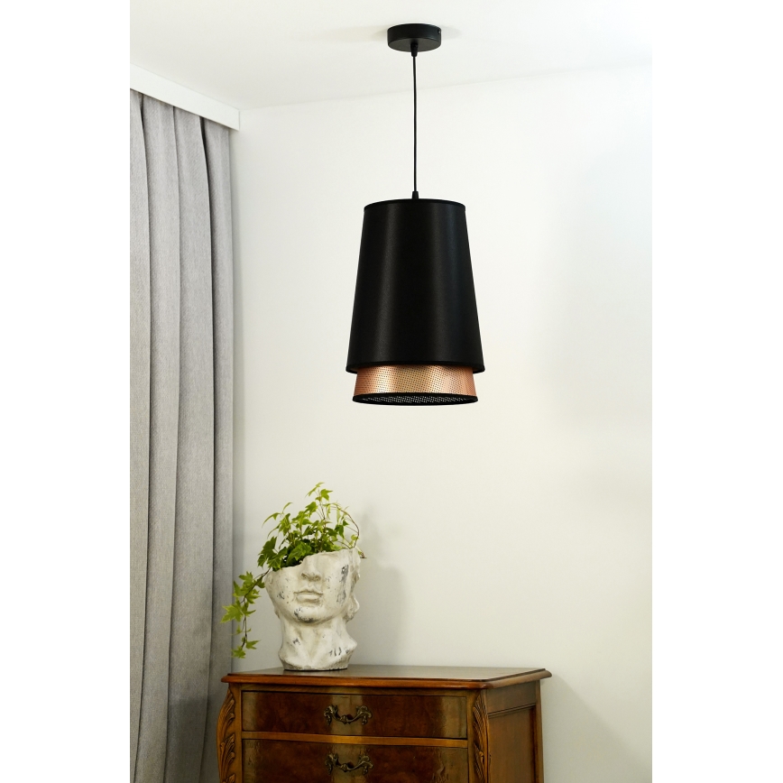Duolla - Пендел BELL SHINY 1xE27/15W/230V Ø 25 см черен/меден