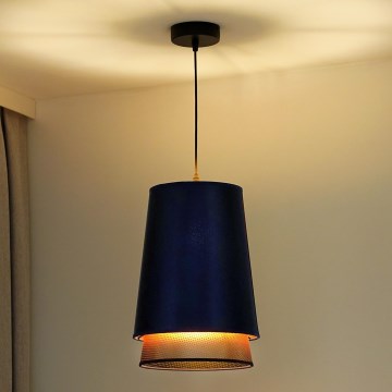 Duolla - Пендел BELL SHINY 1xE27/15W/230V Ø 25 см син/меден