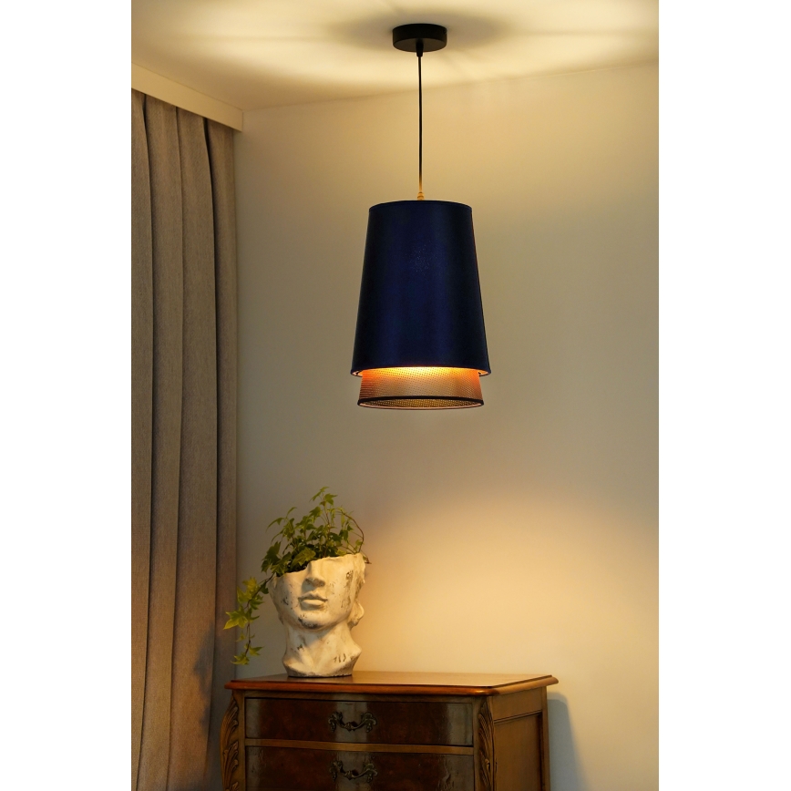 Duolla - Пендел BELL SHINY 1xE27/15W/230V Ø 25 см син/меден