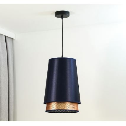 Duolla - Пендел BELL SHINY 1xE27/15W/230V Ø 25 см син/меден
