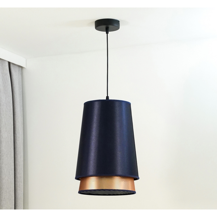 Duolla - Пендел BELL SHINY 1xE27/15W/230V Ø 25 см син/меден