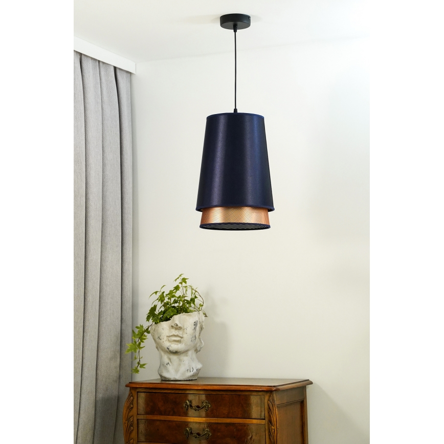 Duolla - Пендел BELL SHINY 1xE27/15W/230V Ø 25 см син/меден