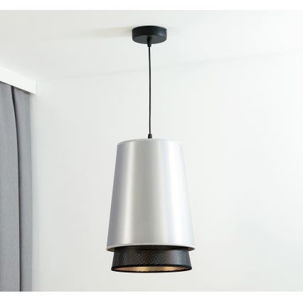Duolla - Пендел BELL SHINY 1xE27/15W/230V Ø 25 см сребрист/черен