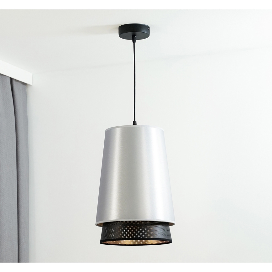 Duolla - Пендел BELL SHINY 1xE27/15W/230V Ø 25 см сребрист/черен