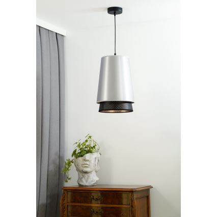 Duolla - Пендел BELL SHINY 1xE27/15W/230V Ø 25 см сребрист/черен