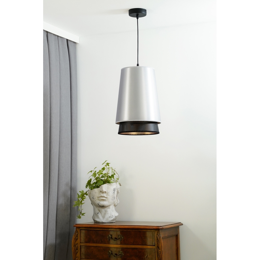 Duolla - Пендел BELL SHINY 1xE27/15W/230V Ø 25 см сребрист/черен