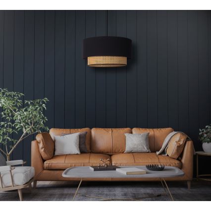 Duolla - Пендел BOHO 1xE27/15W/230V Ø 45 см черен/ратан