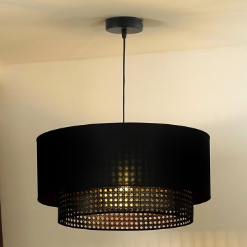Duolla - Пендел BOHO RATTAN 1xE27/15W/230V Ø 45 см черен