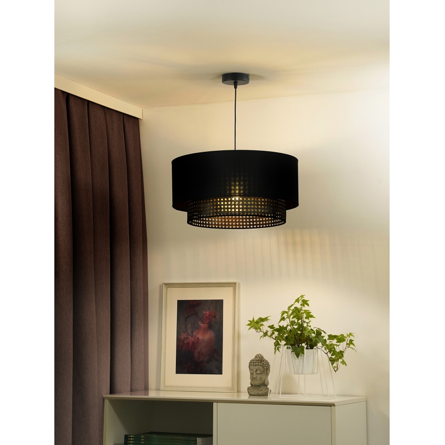 Duolla - Пендел BOHO RATTAN 1xE27/15W/230V Ø 45 см черен