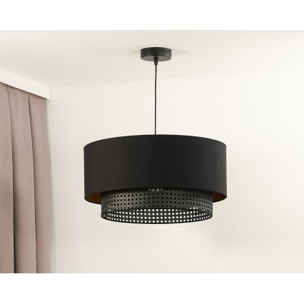 Duolla - Пендел BOHO RATTAN 1xE27/15W/230V Ø 45 см черен