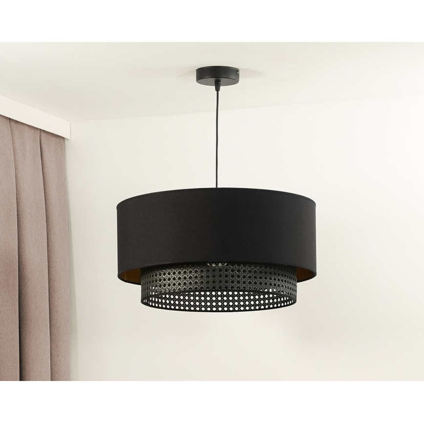 Duolla - Пендел BOHO RATTAN 1xE27/15W/230V Ø 45 см черен