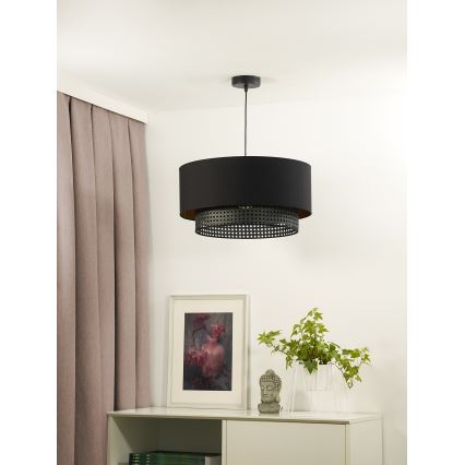 Duolla - Пендел BOHO RATTAN 1xE27/15W/230V Ø 45 см черен