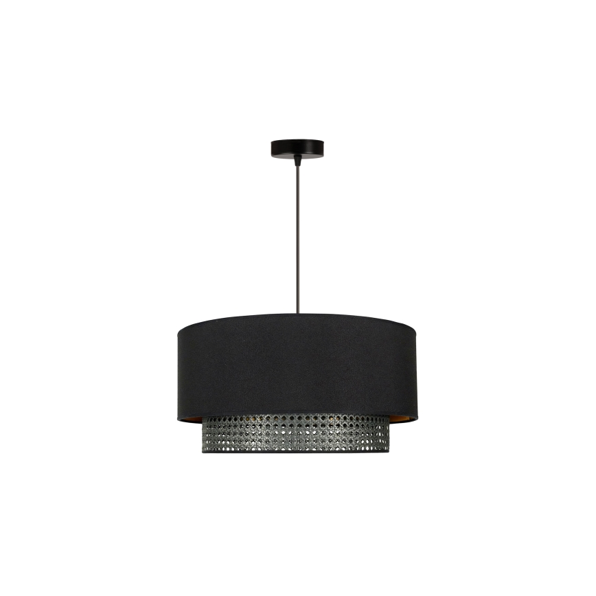 Duolla - Пендел BOHO RATTAN 1xE27/15W/230V Ø 45 см черен