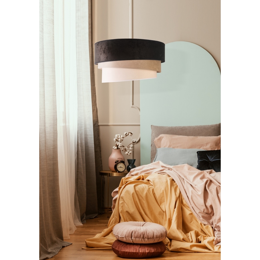 Duolla - Пендел DEVON 1xE27/40W/230V Ø 45 см черен/бежов