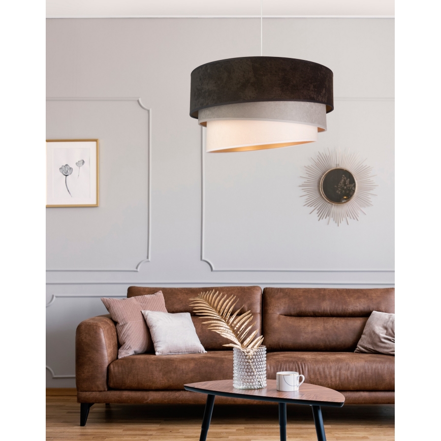 Duolla - Пендел DEVON 1xE27/40W/230V Ø 45 см черен/сив/бежов