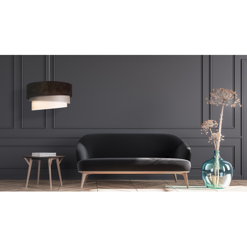 Duolla - Пендел DEVON 1xE27/40W/230V Ø 45 см черен/сив/бежов