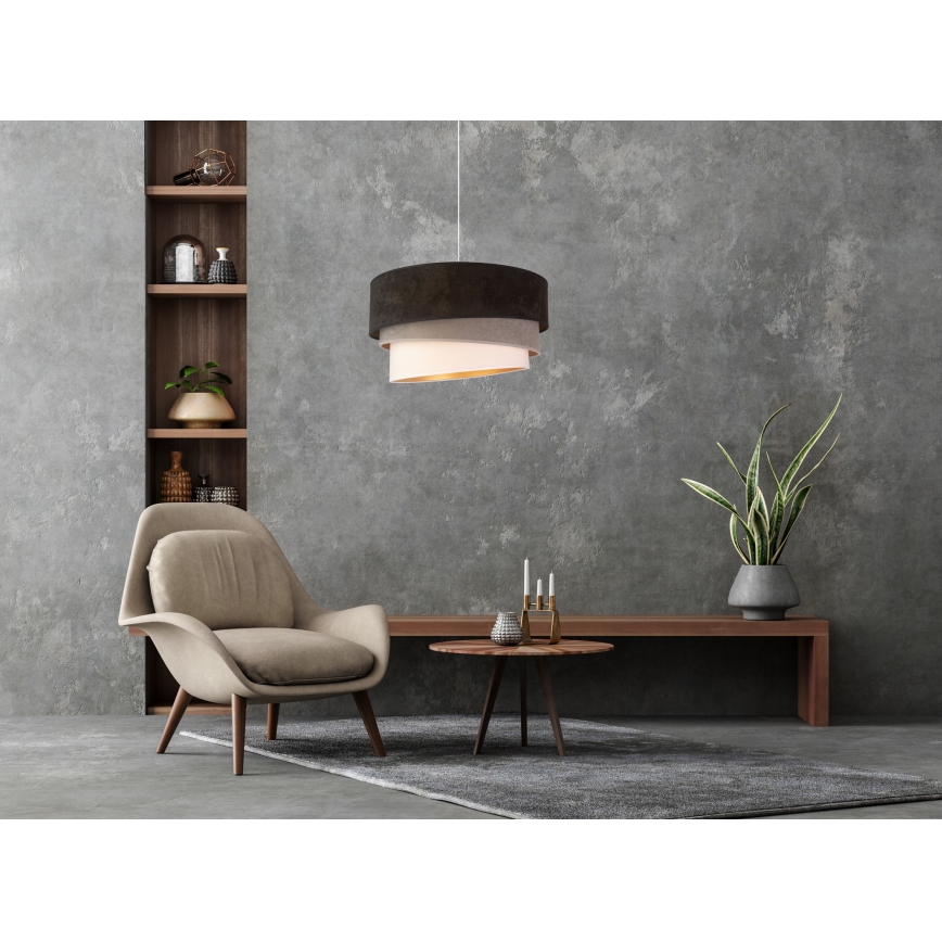 Duolla - Пендел DEVON 1xE27/40W/230V Ø 45 см черен/сив/бежов