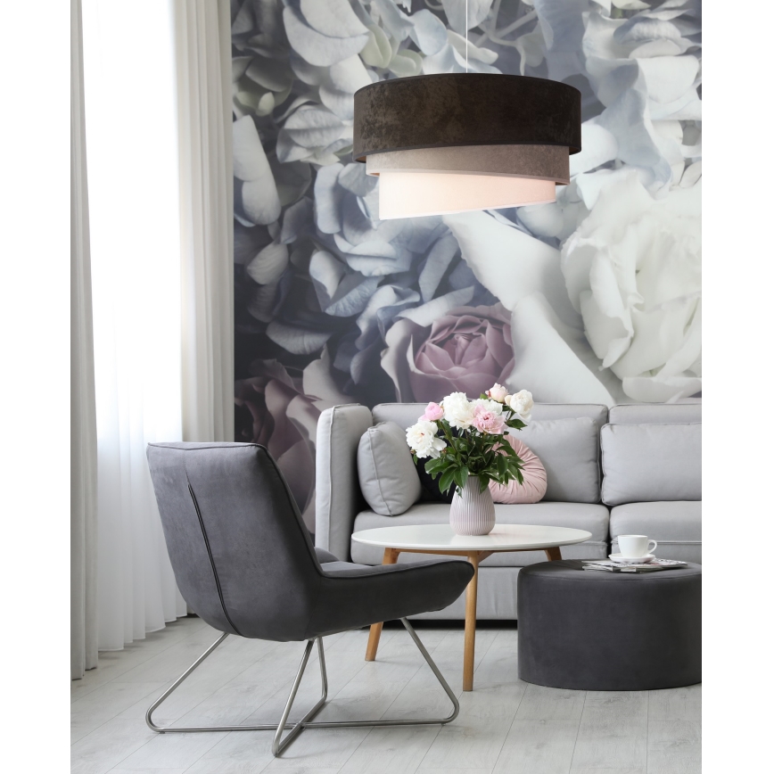 Duolla - Пендел DEVON 1xE27/40W/230V Ø 45 см черен/сив/бежов