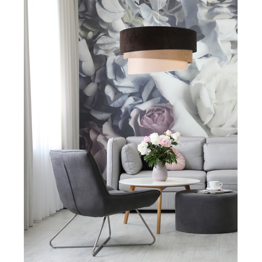 Duolla - Пендел DEVON 1xE27/40W/230V Ø 45 см черен/бежов