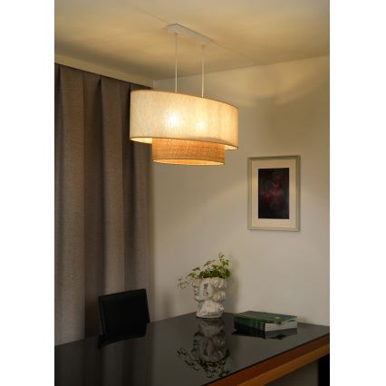Duolla - Пендел DOUBLE OVAL NATURE 2xE27/15W/230V кремав/бежов