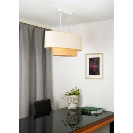Duolla - Пендел DOUBLE OVAL NATURE 2xE27/15W/230V кремав/бежов
