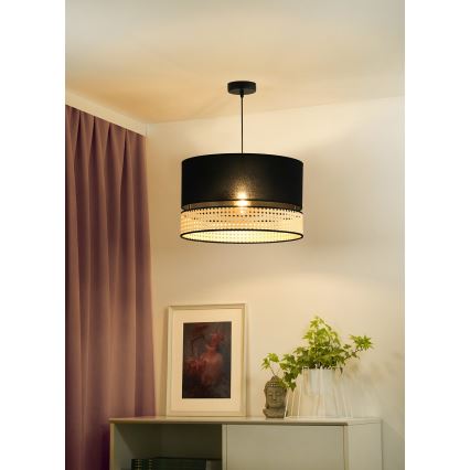 Duolla - Пендел DOUBLE RATTAN 1xE27/15W/230V Ø 40 см черен/бежов