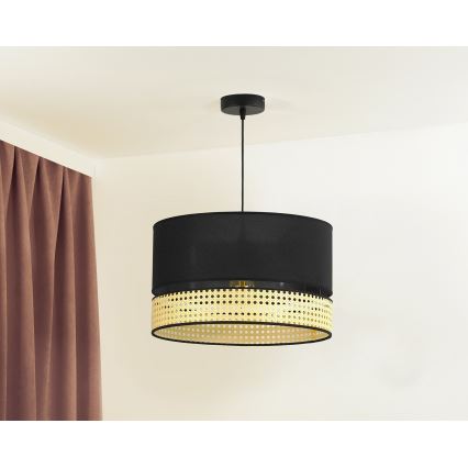 Duolla - Пендел DOUBLE RATTAN 1xE27/15W/230V Ø 40 см черен/бежов