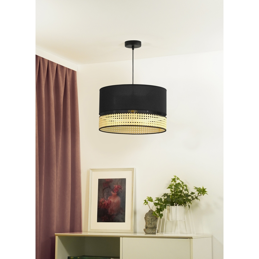 Duolla - Пендел DOUBLE RATTAN 1xE27/15W/230V Ø 40 см черен/бежов