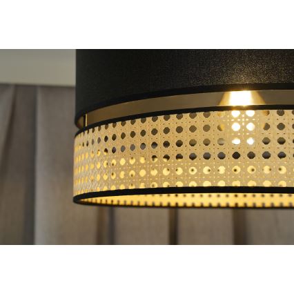 Duolla - Пендел DOUBLE RATTAN 1xE27/15W/230V Ø 40 см черен/бежов