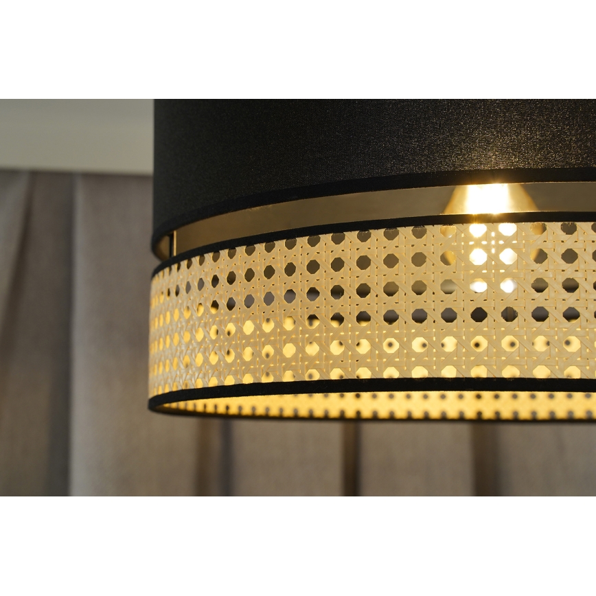 Duolla - Пендел DOUBLE RATTAN 1xE27/15W/230V Ø 40 см черен/бежов