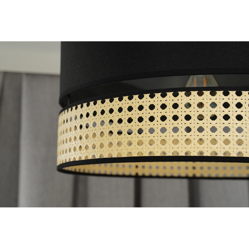 Duolla - Пендел DOUBLE RATTAN 1xE27/15W/230V Ø 40 см черен/бежов