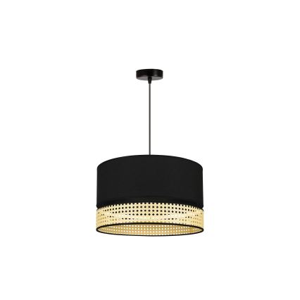 Duolla - Пендел DOUBLE RATTAN 1xE27/15W/230V Ø 40 см черен/бежов