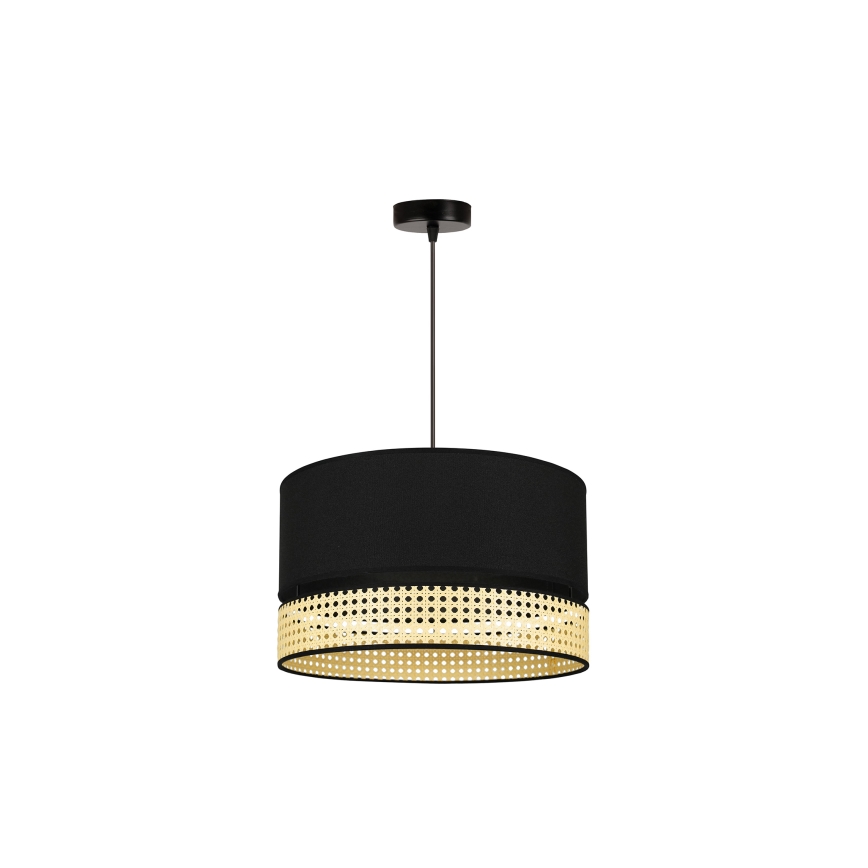 Duolla - Пендел DOUBLE RATTAN 1xE27/15W/230V Ø 40 см черен/бежов