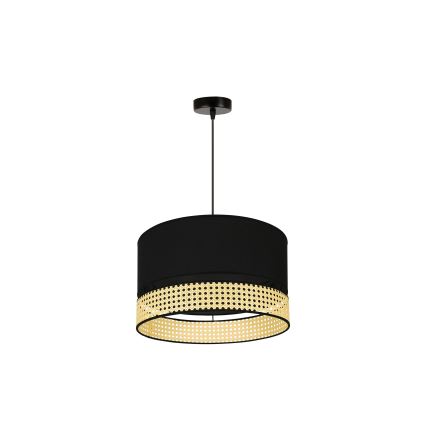 Duolla - Пендел DOUBLE RATTAN 1xE27/15W/230V Ø 40 см черен/бежов