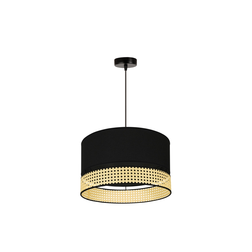 Duolla - Пендел DOUBLE RATTAN 1xE27/15W/230V Ø 40 см черен/бежов