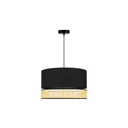 Duolla - Пендел DOUBLE RATTAN 1xE27/15W/230V Ø 40 см черен/бежов