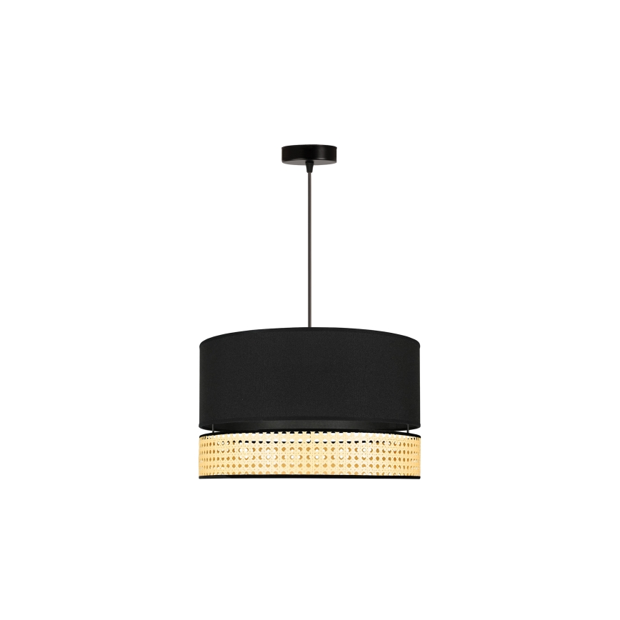 Duolla - Пендел DOUBLE RATTAN 1xE27/15W/230V Ø 40 см черен/бежов
