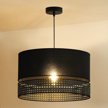 Duolla - Пендел DOUBLE RATTAN 1xE27/15W/230V Ø 40 см черен