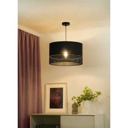 Duolla - Пендел DOUBLE RATTAN 1xE27/15W/230V Ø 40 см черен