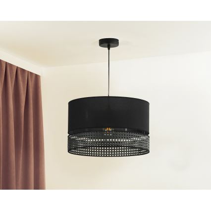Duolla - Пендел DOUBLE RATTAN 1xE27/15W/230V Ø 40 см черен