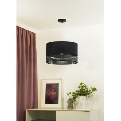 Duolla - Пендел DOUBLE RATTAN 1xE27/15W/230V Ø 40 см черен