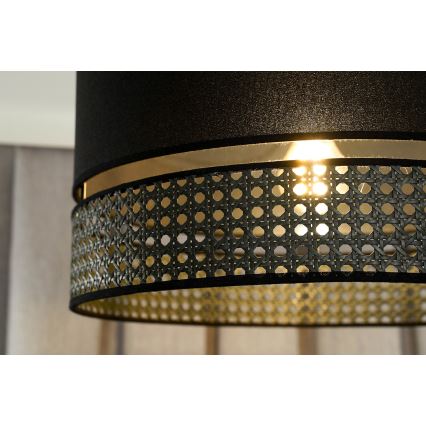 Duolla - Пендел DOUBLE RATTAN 1xE27/15W/230V Ø 40 см черен